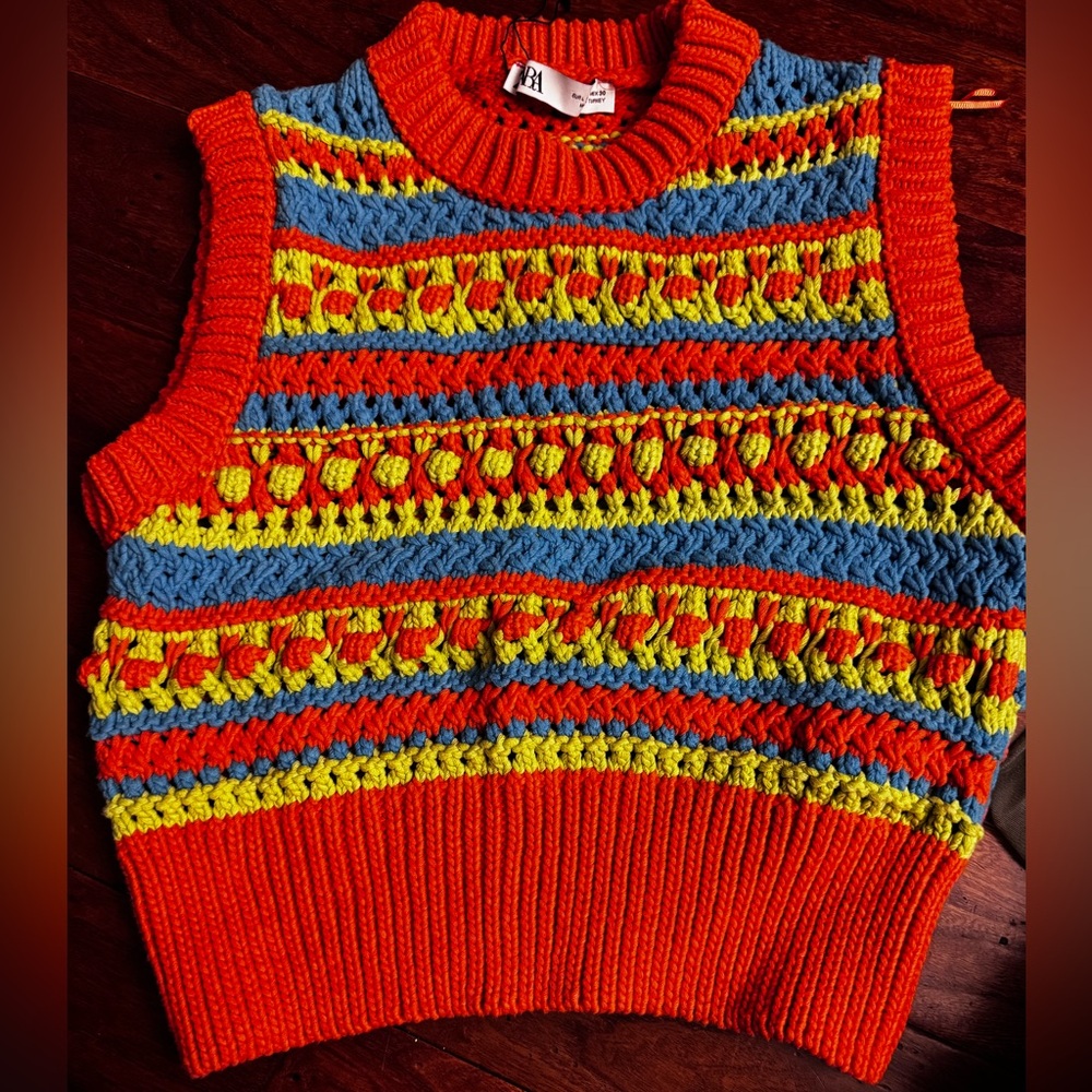 Zara Crochet Knit Sleeveless Crop Top - Orange/Green/Blue